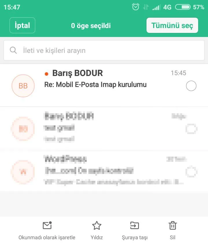 android mail imap kurulumu