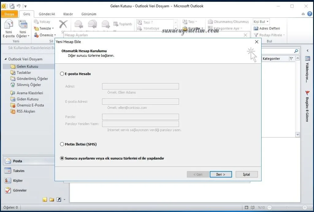 Outlook hesap kurulumu
