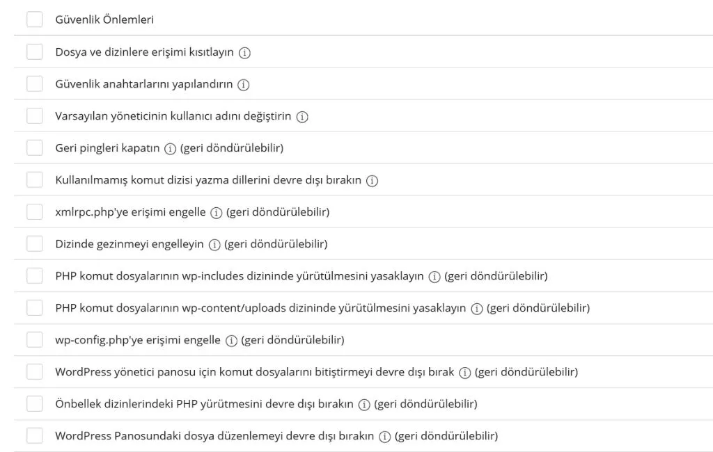WordPress Güvenlik Ayarları