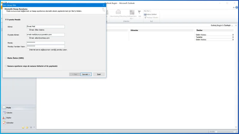 Outlook 2010 hesap ayarları ekleme alanı