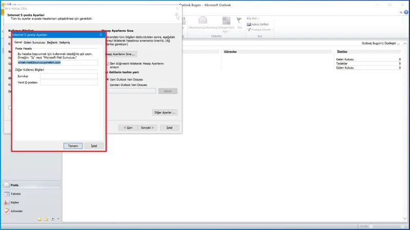 Outlook 2010 POP3 E-Posta Kurulum Diğer Ayarlar
